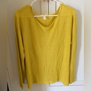 Eileen Fisher V-Neck Knit Long Sleeve Sweater Top Side-Slit Large Women's